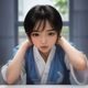 日本电影大全动画编辑陈小蓁头像，女性，温柔笑容，日系风格穿搭，热爱宫崎骏动画电影